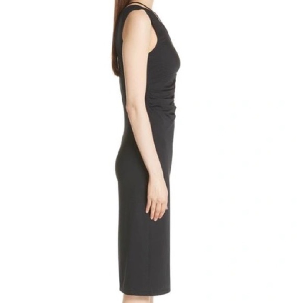 Theory ruched black string midi dress size medium - Picture 5 of 6